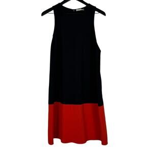 Alice + Olivia Black Red Colorblock Sleeveless Dress Size L